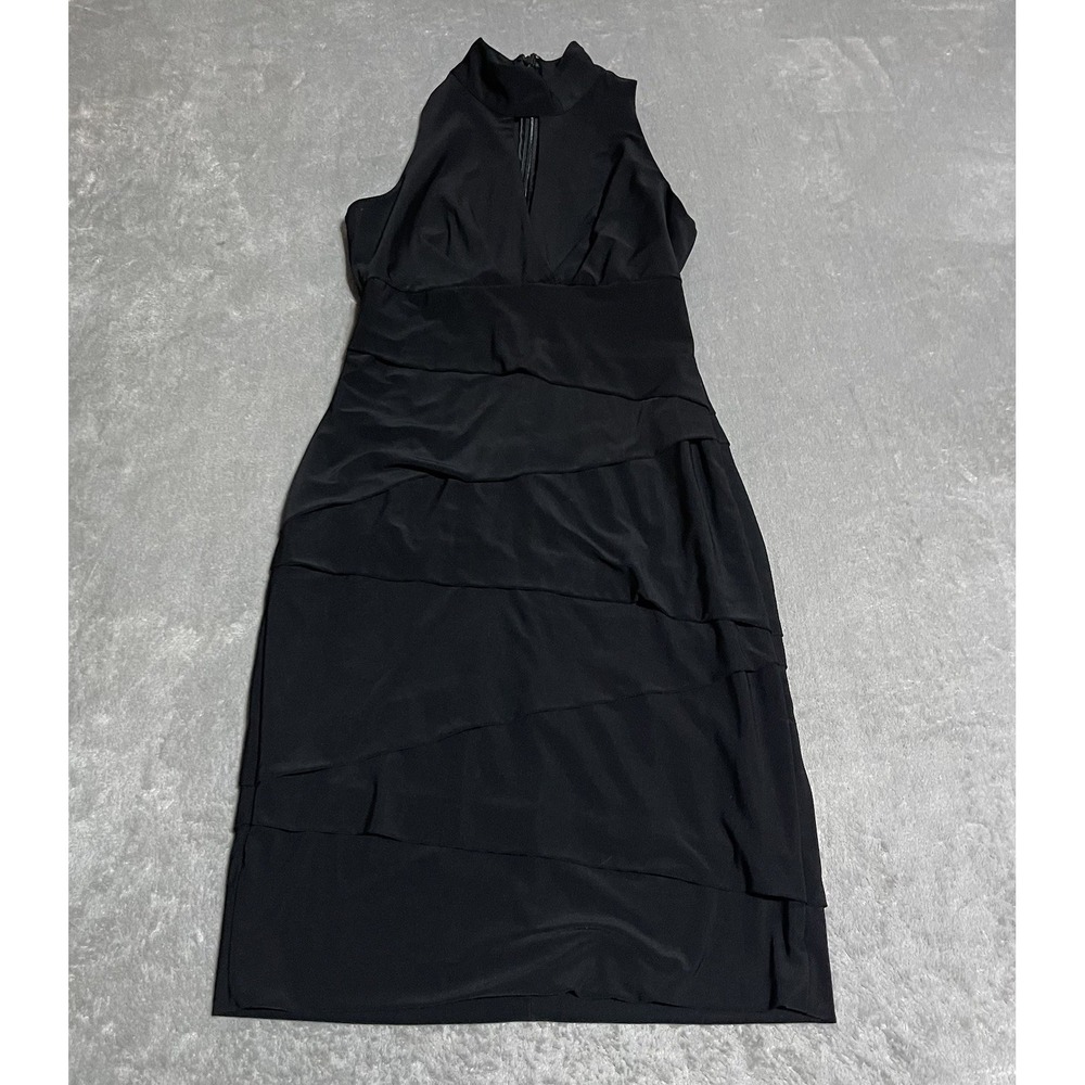 White House Black Market Dress Womens 4 Black Sleeveless Tiered Sheath Slimming - Picture 1 of 5